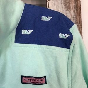 Vineyard vines fleece with whales on shoulder